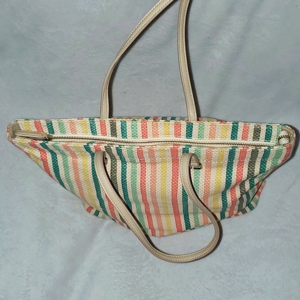 Talbots Rainbow Striped Zipper Top Tote - Picture 7 of 14